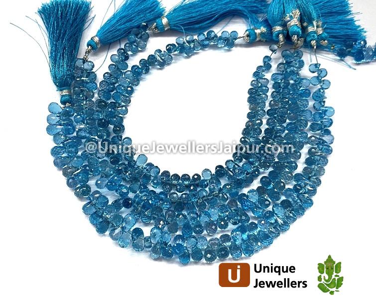 Swiss Blue Topaz Faceted Drops Beads